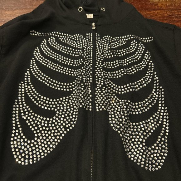 MNML Rhinestone Skeleton Zip Up Hoodie - Picture 2 of 5